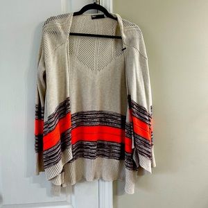 Fox Cardigan, Size M, Coral/Brown/Tan